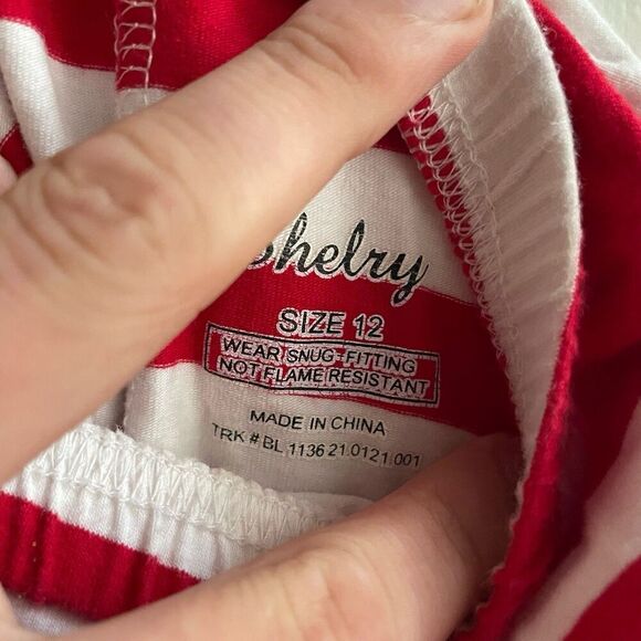 Shelry Red Stripe Christmas Pajama Set 12 Years Long Sleeve Pants Holiday Green - Picture 10 of 10